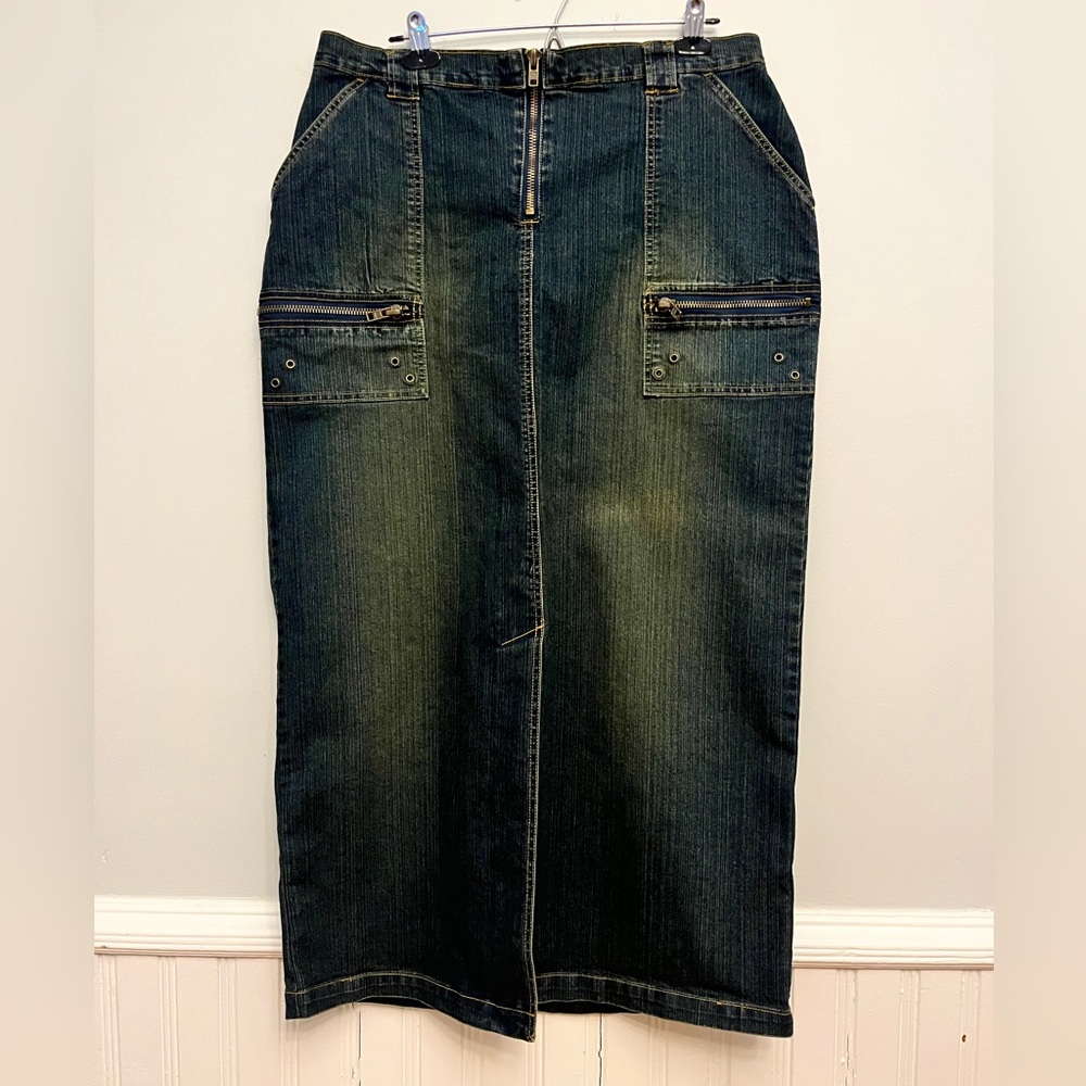 Vintage MXM Denim Maxi Skirt, Size 14